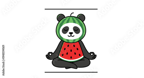 Cute Panda Meditating with Watermelon Costume