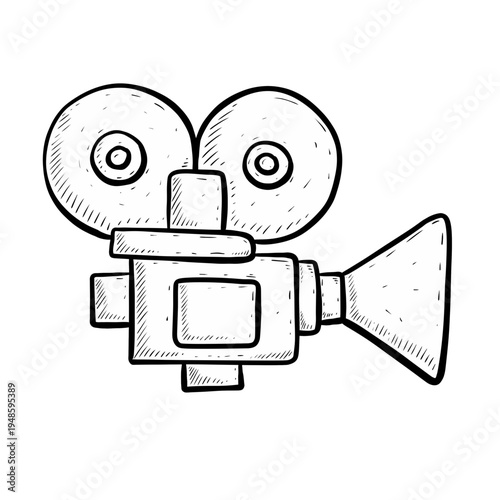 Sketch movie camera with film