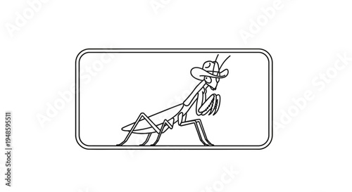 Cartoon Praying Mantis Cowboy Illustration