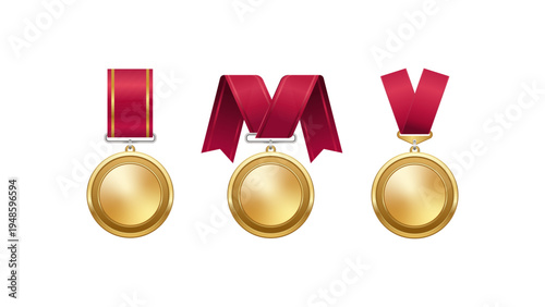 Set of golden medal icons 