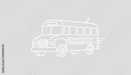 School Bus Icon for Education Transport, Vector Line Art