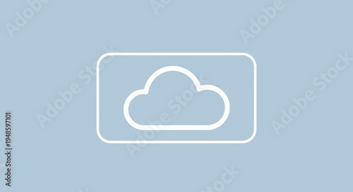 Minimalist cloud icon on a light blue background, digital art, clean design