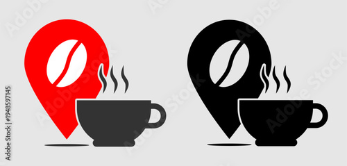 Coffee Zone Location Pin Icon and Cup Logo Design