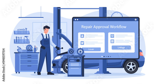 Mechanic Approving Car Repair on Digital Screen 1.