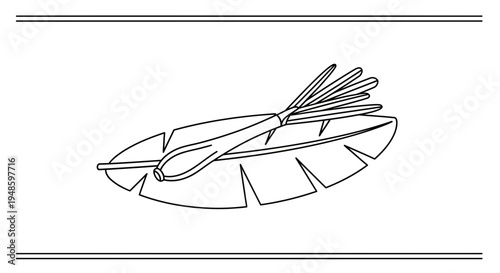 Lemongrass on Banana Leaf: Fresh Herb Ingredient, Culinary, Asian Cuisine