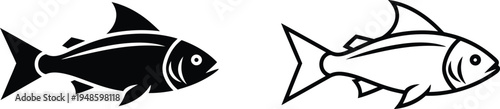 Simple Fish Icons Set Vector Illustration Vector