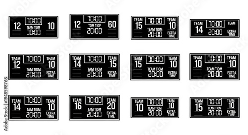 Digital Scoreboard Displays for Sports Games, Mockup Templates