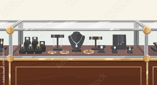Elegant Jewelry Display Case Filled with Luxurious Accessories.