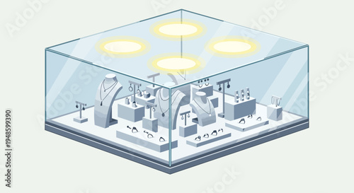 Elegant Jewelry Display Case with Assorted Ornaments.