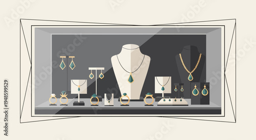 Elegant Jewelry Display Showcase Featuring Necklaces and Earrings 1.