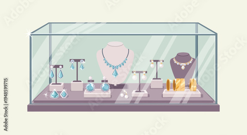 Jewelry Display Case Filled with Exquisite Ornaments.