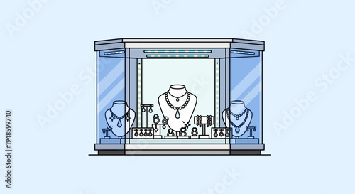 Jewelry Display Case with Elegant Necklaces and Pendants.