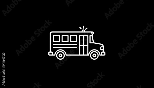 School Bus Icon, Transportation, Education, Vector Graphic