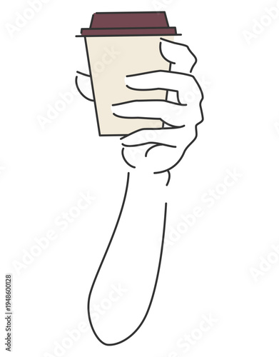 テイクアウトのコーヒーカップを持つ手4