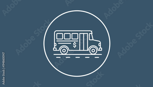 School Bus with Dollar Sign Icon, Education Funding Concept