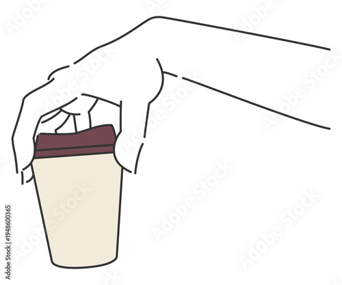 テイクアウトのコーヒーカップを持つ手7