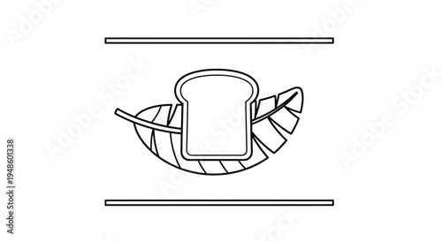 Healthy Bread Slice on Leaf Icon, Diet and Nutrition Concept