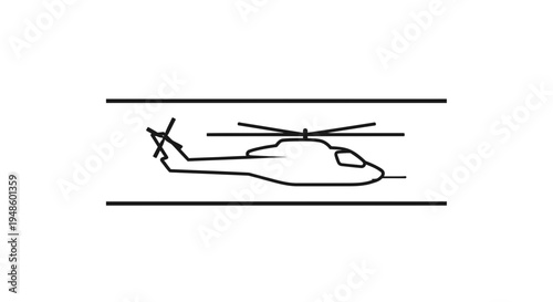 Helicopter Icon in a Corridor, Vector Illustration