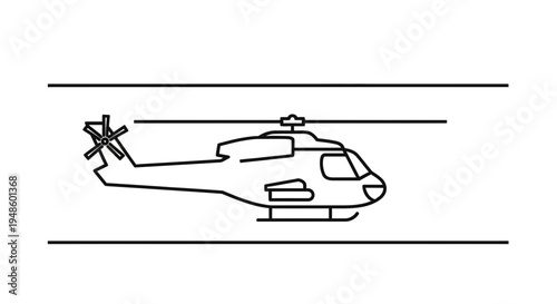 Helicopter Icon Line Art - Vector Illustration of a Helicopter in Flight