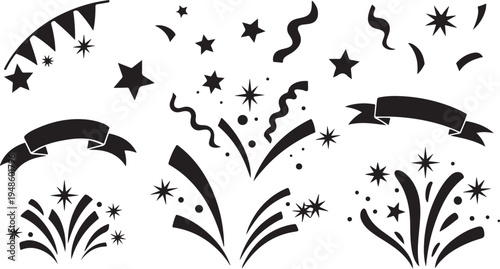 Celebration icons and symbols for party decoration and design