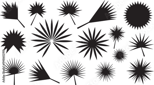 Collection of black spiky shapes on white background