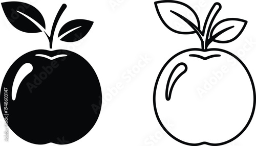 Apple Icons Set: Solid and Outline Vector Design Vector