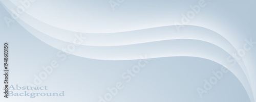 Elegant abstract background featuring soft, glowing curves and subtle layering. The dominant colors are light blue, white, and pale gray, creating a cool, ethereal, and minimalist aesthetic