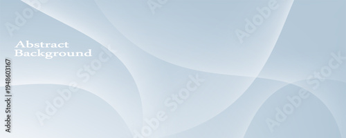 Elegant abstract background featuring soft, glowing curves and subtle layering. The dominant colors are light blue, white, and pale gray, creating a cool, ethereal, and minimalist aesthetic