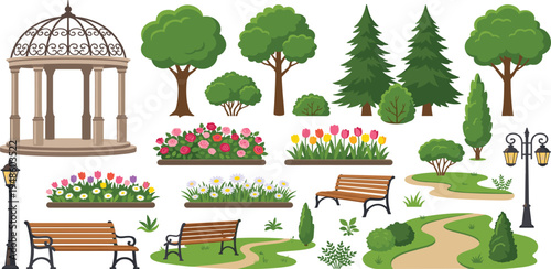 Tropical Botanical Illustration Featuring Exotic Flowers and Lush Greenery with a touch of gold