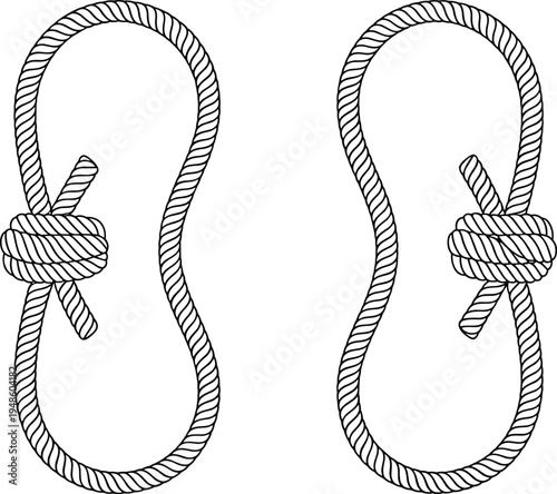 PrintRope knot illustration, looped rope vector, nautical knot design, climbing rope artwork, sailing knot symbol, textured rope graphic, secure knot icon