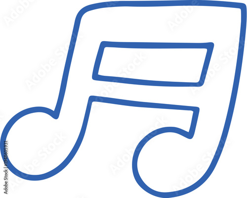 Blue Hand-Drawn Musical Note Icon