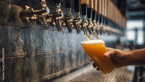 クラフトビールを注ぐ一瞬を切り取った美しいシーン