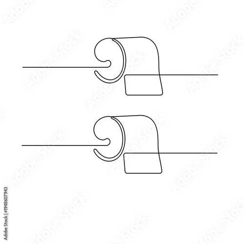 Continuous line drawing of a toilet paper roll on a white background
