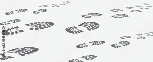 footprint shoe sole tracking path on transparent background, shoe footprint path vector illustration