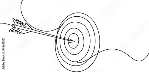 Minimalist target continuous line drawing, elegant accuracy goal art flat vector