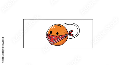 Funny Orange Character Wearing Bandana, Cartoon Style