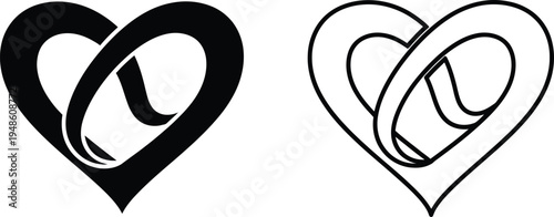 Intertwined Heart Ring Wedding Symbol Vector Vector