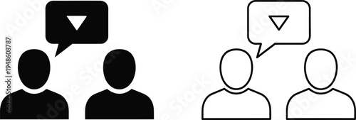 People Talking with Speech Bubble Icon Set Vector