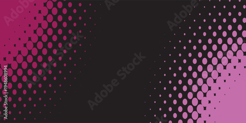 Dark red vector banner with circles, spheres. Abstract spots. Background of Art bubbles in halftone style with colored gradient.