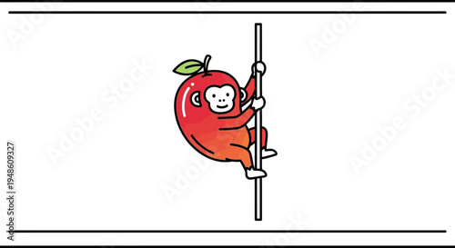 Funny Apple Monkey Climbing Pole