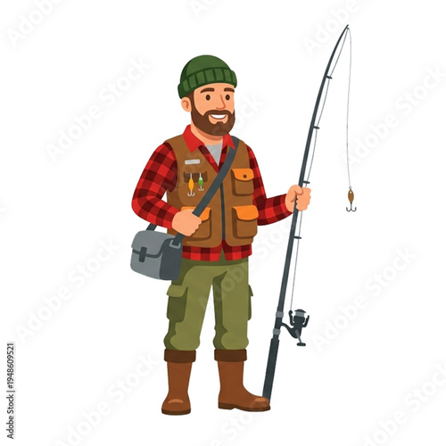 fishing man illustration flat vector