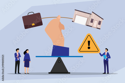Balancing Work and Life: Business-Home Equilibrium 2d flat vector illustration