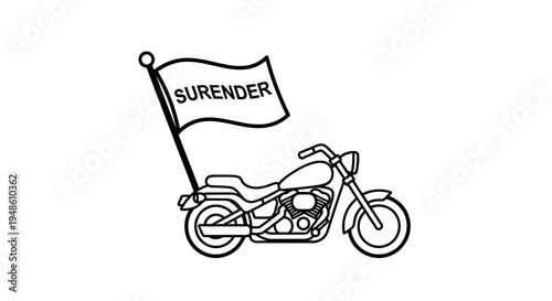 Motorcycle with Surrender Flag - Symbol of Defeat or Peace