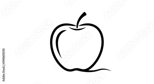 Minimalist Black and White Apple Outline Icon
