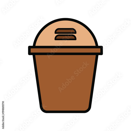 Brown Coffee Cup with Lid Icon Vector Illustration.