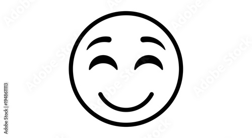 Happy Face Emoji Icon, Simple Line Art, Joyful Expression, Positive Emotion