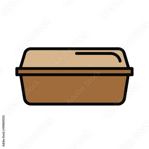 Brown Rectangular Food Container with Lid.