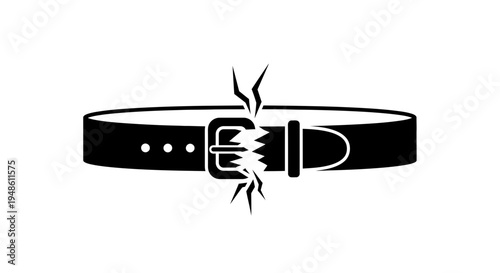 Broken Belt Buckle Icon Symbolizing Financial Strain and Economic Crisis