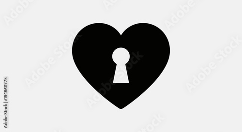 Black Heart with Keyhole Icon - Symbol of Love, Secrets, and Security