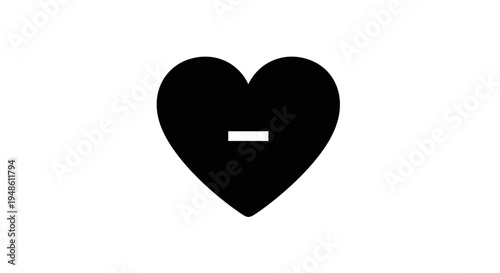 Black Heart with Minus Sign Icon, Symbolizing Loss, Sadness, or Removal